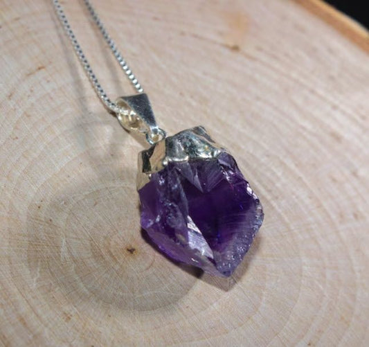 Raw amethyst necklace - 1