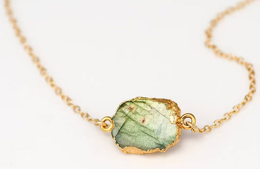 Labradorite Slice Connector Necklace - 1