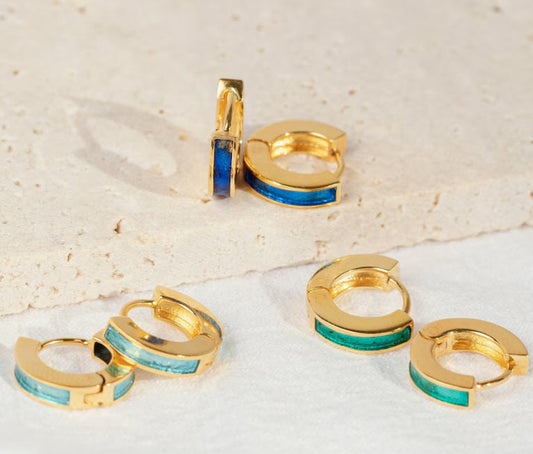 Opal inlay earrings