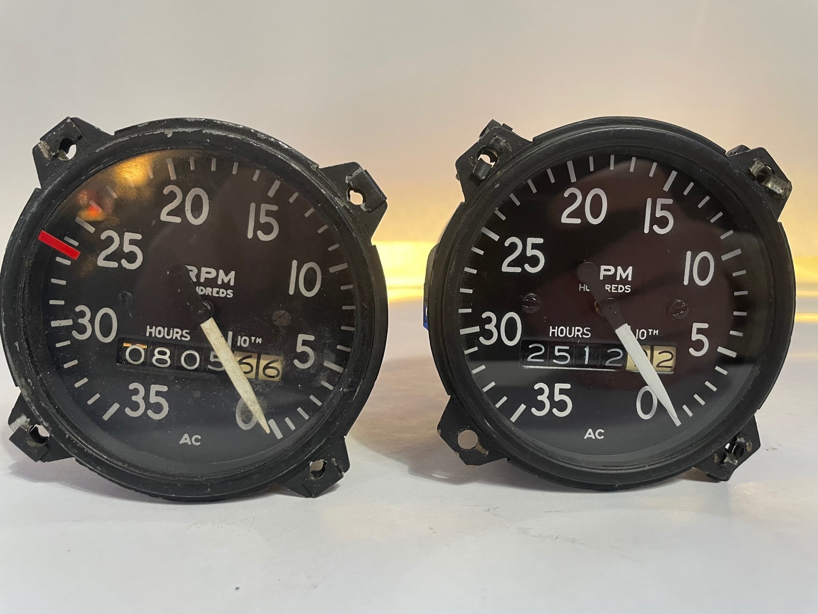 Aircraft Tachometer Gauge Meter Lot Of Two - 1